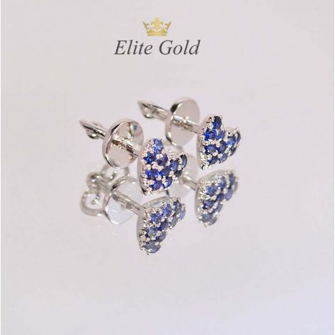 серьги в виде сердец с сапфирами в белом золоте