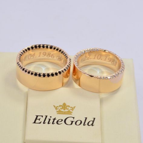 обручальные кольца с прозрачными и черными бриллиантами
