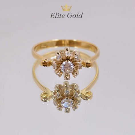 кольцо в виде цветка в лимонном и белом золоте