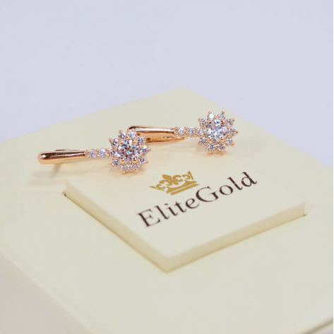 серьги Lenora в красном золоте с белыми камнями