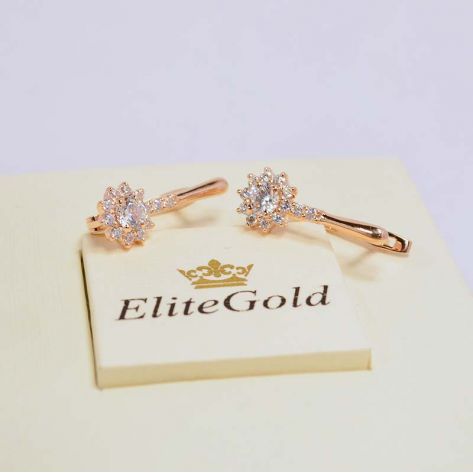 серьги Lenora в красном золоте с белыми камнями