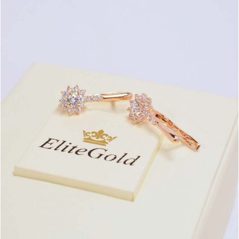 серьги Lenora в красном золоте с белыми камнями