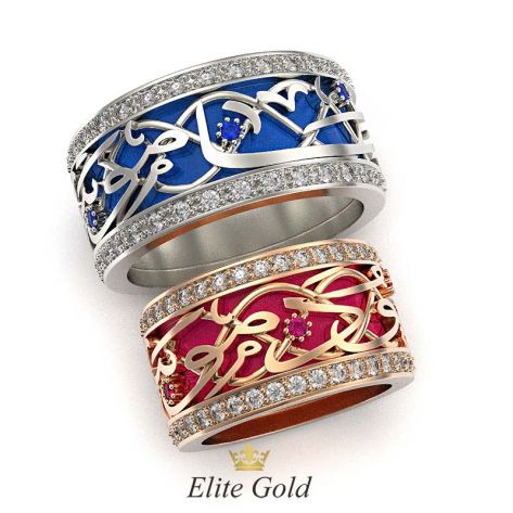 кольца с эмалью и арабскими буквами