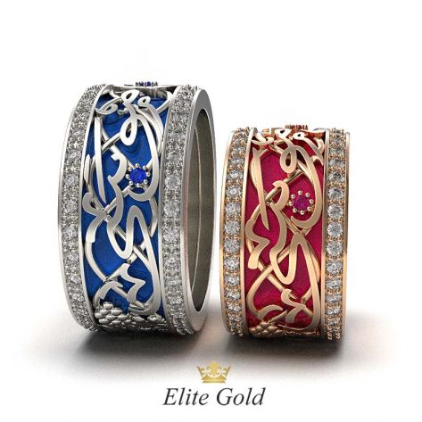кольца с эмалью и арабскими буквами