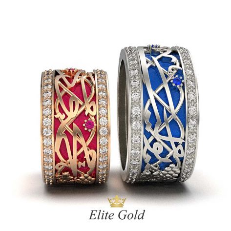 кольца с эмалью и арабскими буквами