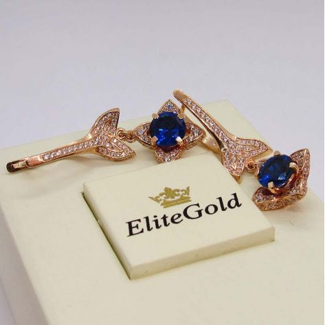 Дизайнерские серьги с цветами, 256 камней