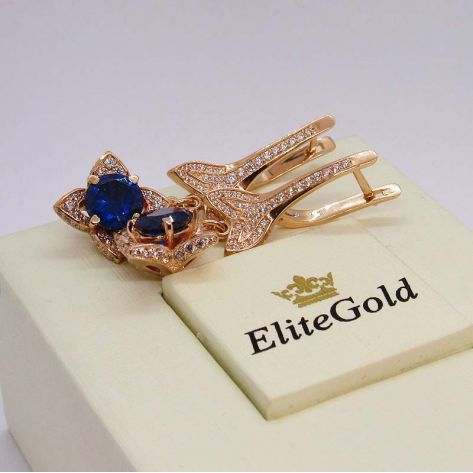 Дизайнерские серьги с цветами, 256 камней