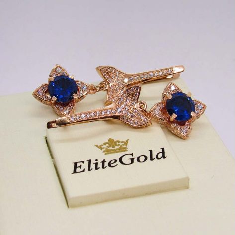 Дизайнерские серьги с цветами, 256 камней