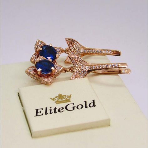 Дизайнерские серьги с цветами, 256 камней