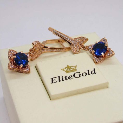 Дизайнерские серьги с цветами, 256 камней