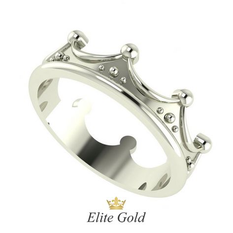 кольцо корона в белом золоте без камней