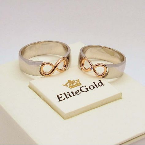 кольца Infinity в белом и красном золоте