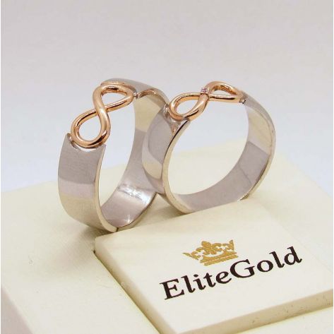 кольца Infinity в белом и красном золоте - вид сбоку