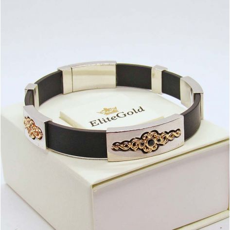 браслет Eclipse - белое и лимонное золото 585 на каучуке