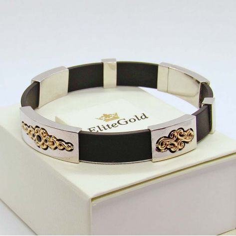 браслет Eclipse - белое и лимонное золото 585 на каучуке