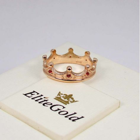 корона Celeste в красном золоте с красными фианитами