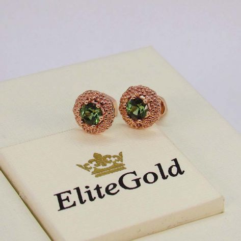серьги Maestra в красном золоте с зелеными камнями