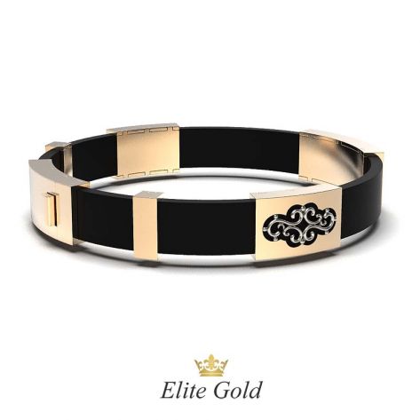 Браслет Eclipse Medium в красном и белом золоте с черными камнями  - вид сбоку