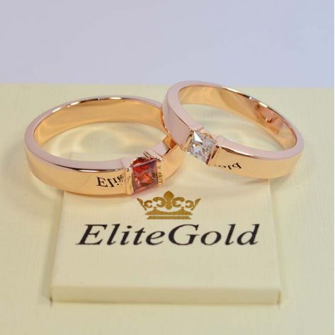 в красном золоте с красными и белыми фианитами