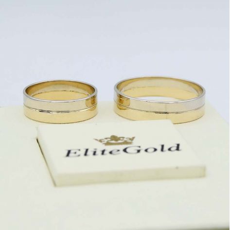 кольца с шириной 5 мм в белом и лимонном золоте 585
