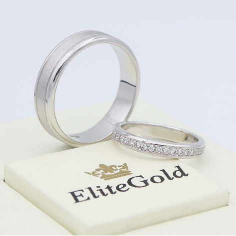 кольца Ardelis в белом золоте с матированием мужского кольца