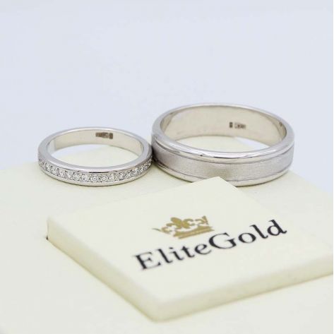 кольца Ardelis в белом золоте с матированием мужского кольца