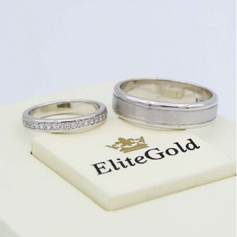 кольца Ardelis в белом золоте с матированием мужского кольца