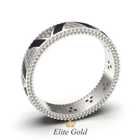 кольцо Saga с черной эмалью