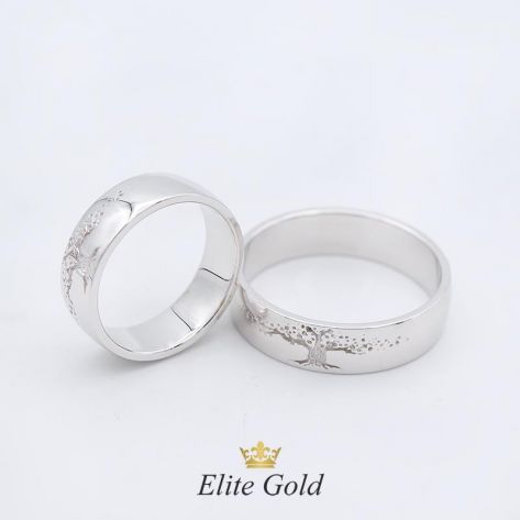 Кольца Дерево Жизни в белом золоте 585