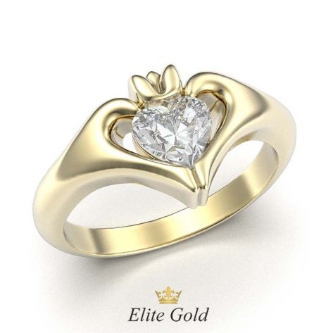 кольцо Keira в лимонном золоте с белым камнем