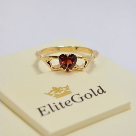 Кладдахское кольцо Heart с красным камнем