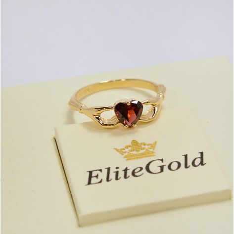 Кладдахское кольцо Heart с красным камнем