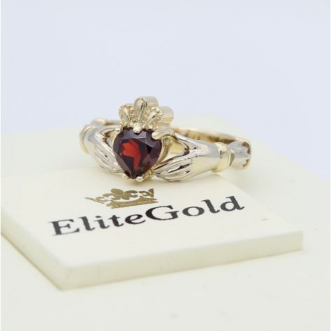 ирландское кольцо Red Heart с красным камнем