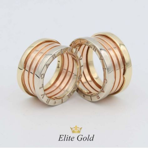 пара колец в стиле Zero в 3 цветах золота