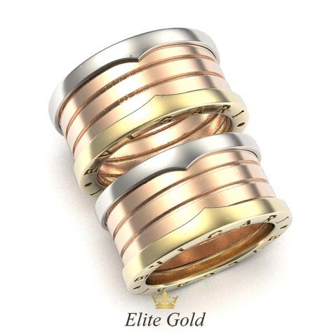 пара колец в стиле Zero в 3 цветах золота