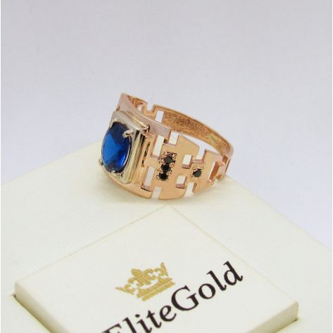 Дизайнерское мужское кольцо Parlamenter в красном золоте с камнями