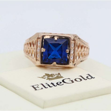 мужская печатка Гриф с квадратным камнем и узорами