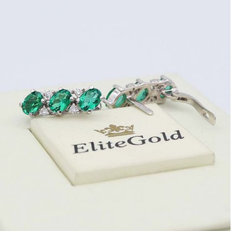 серьги Enola в белом золоте с гидротермальными изумрудами