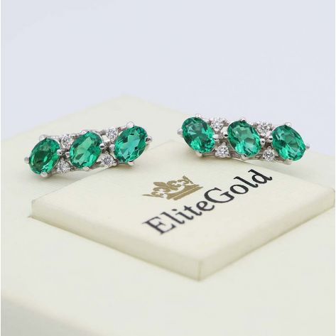 серьги Enola в белом золоте с гидротермальными изумрудами