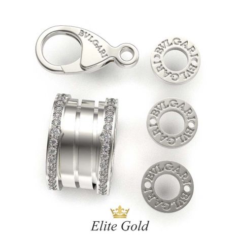 подвеска в стиле булгари с камнями в белом золоте с камнями по краям