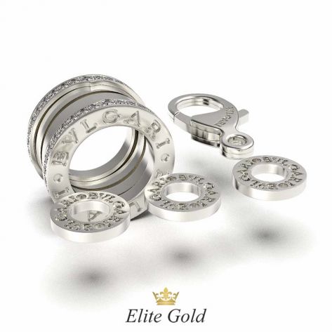 подвеска в стиле булгари с камнями в белом золоте с камнями по краям