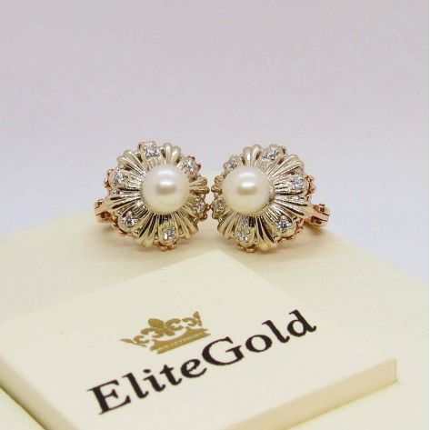 золотые серьги Flower Power Petite с жемчугом