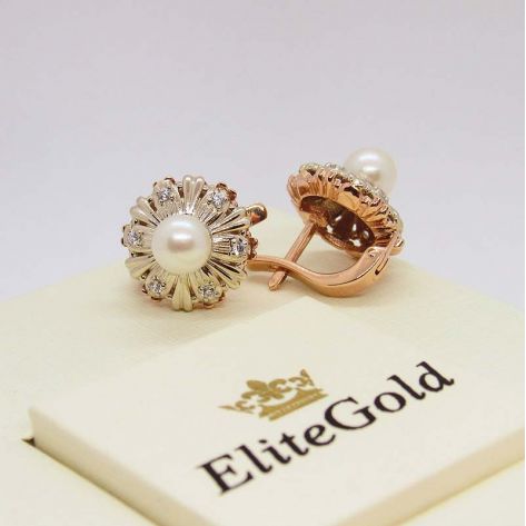 золотые серьги Flower Power Petite с жемчугом