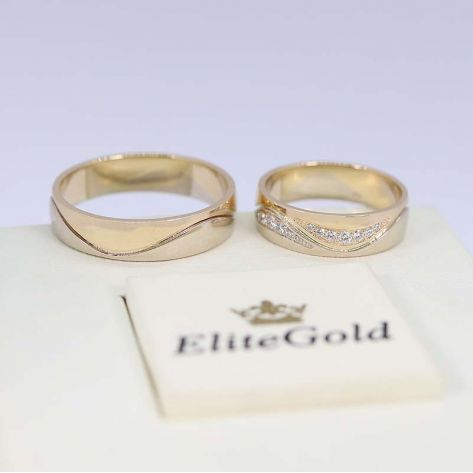 обручальные кольца Sparkle Waves в белом и лимонном золоте