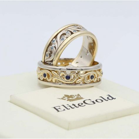 кольца Fiore с топазами и сапфирами в лимонном и белом золоте