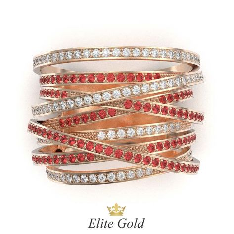 кольцо Caprice в красном золоте - вид сверху