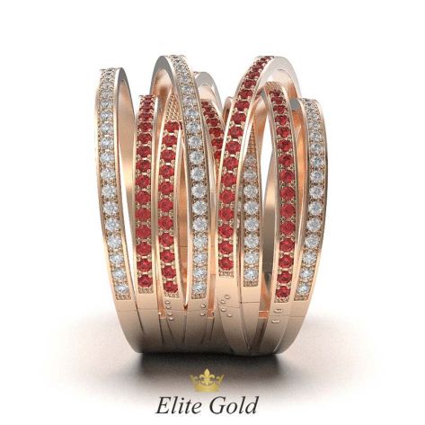 кольцо Caprice в красном золоте - вид сбоку