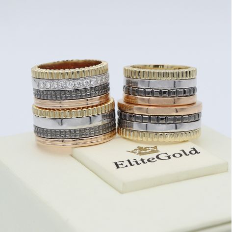 кольца в стиле Boucheron в белом и лимонном золоте