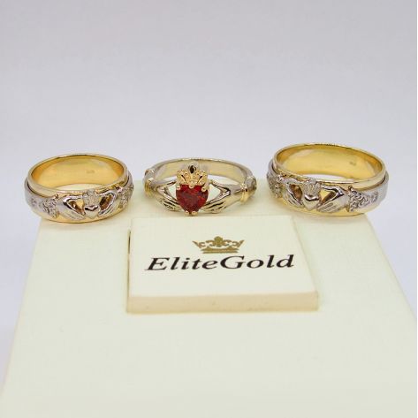 кольца "Eternity" в двух цветах золота c кольцом Red Heart Petite