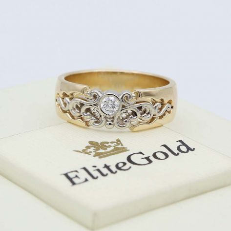 женское кольцо Calado в белом и лимонном золоте